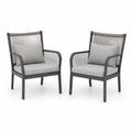 Gartenstühle 2er Set mit Armlehnen und Kissen rechteckige Sitzfläche Dunkelgrau Grau 62 x 65 x 88 cm Aluminium Polypropylen Seil