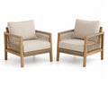 2er Set Gartenstühle mit Armlehnen und Kissen Beige Naturholzfarben Taupe 70 x 74 x 78 cm Akazienholz Polypropylen Seil Polyester