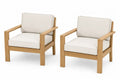 2er Set Garten Loungesessel mit Armlehnen und Kissen Akazienholz Polyester Beige Naturholzfarben 70 x 78 x 78 cm
