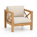 Garten Loungesessel mit Armlehnen rechteckig Naturholzfarben Beige Schwarz 78 x 76 x 74 cm Akazienholz Polyesterkissen
