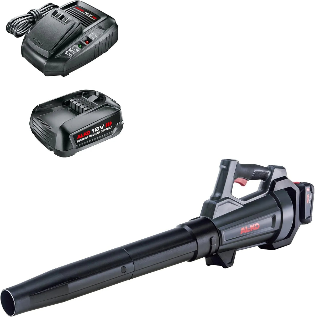 Laubbläser: Akku-Betrieb, 45 m, 450 m, 18 V, schwarz, AL-KO LB 1860