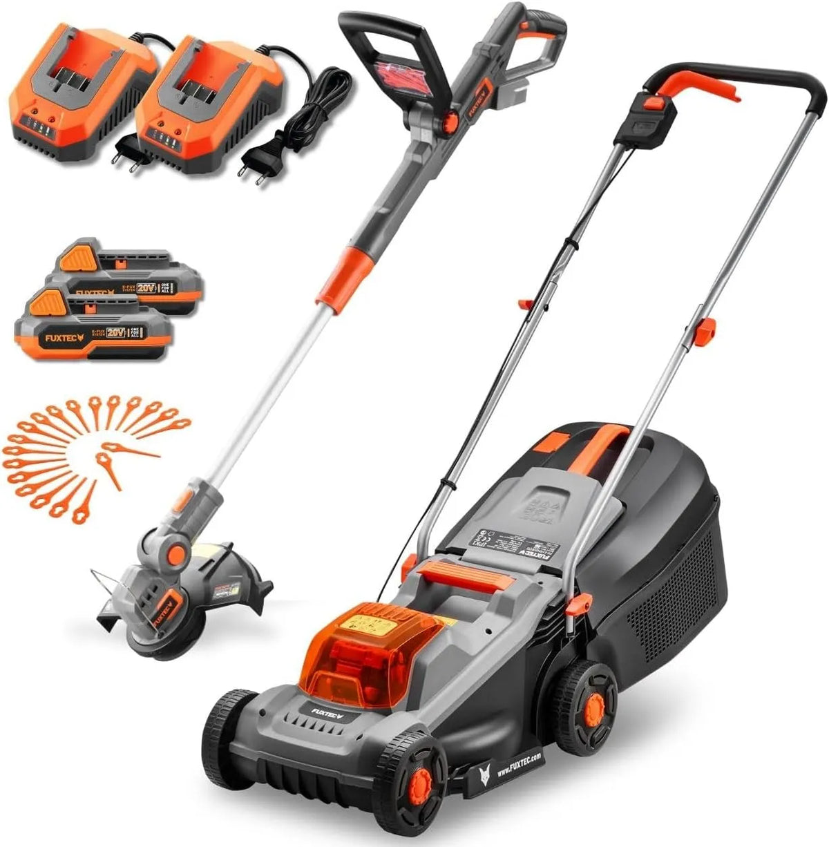 FUXTEC 20V FX-E1RM20ECO-SET Rasentrimmer: Akku-Betrieb, 30cm, 25cm, 2Ah, für die Gartenpflege