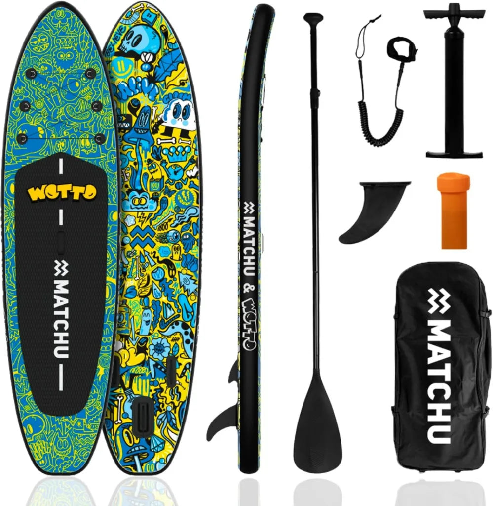 Exklusives MATCHU Aufblasbares SUP-Board – Art Collection – Komplettset mit Zertifikat – 320x81x15 cm – Tragkraft bis 150 kg