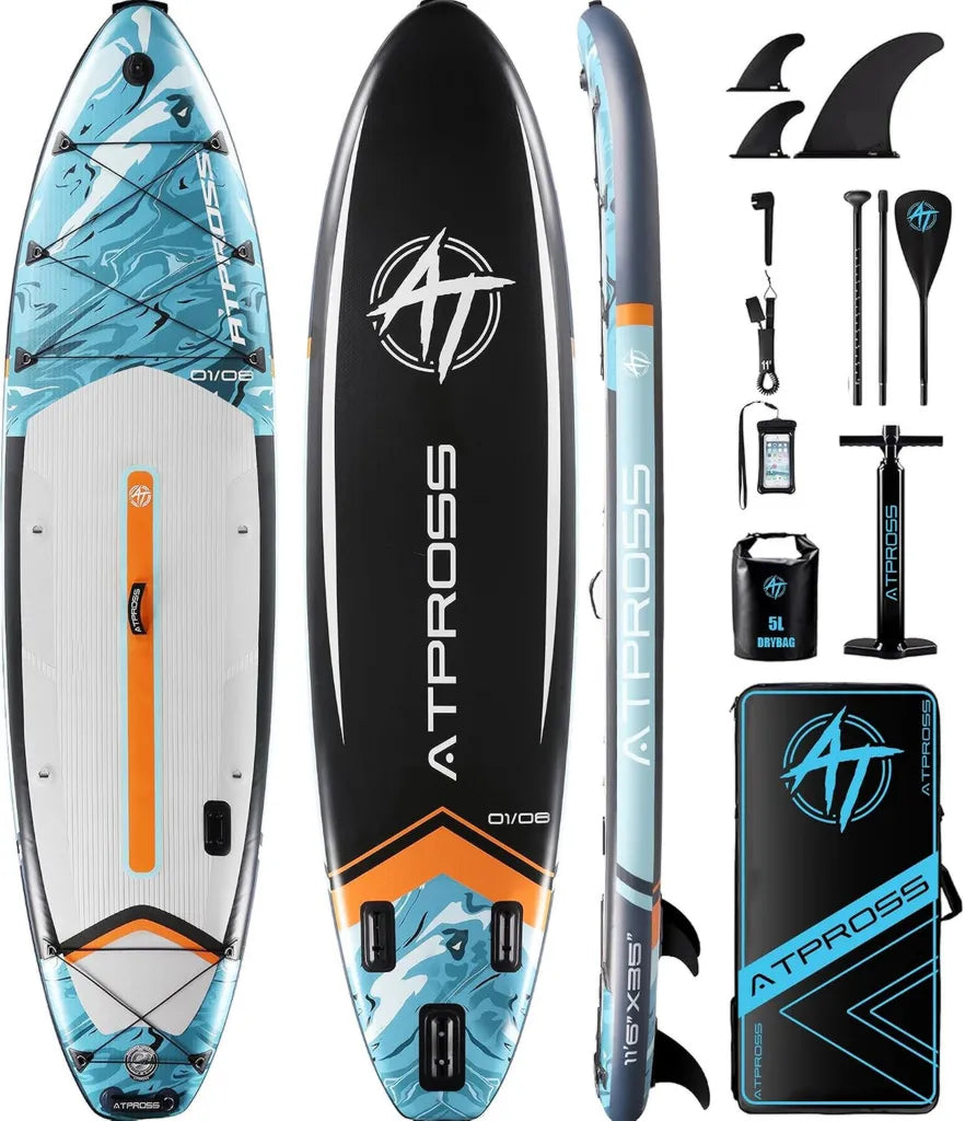 Aufblasbares Stand Up Paddle Board 11'6'x35' mit 450 lbs Kapazität, extra breite rutschfeste Plattform, inklusive Kajaksitz und Premium-Zubehör, ideal für Yoga