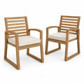 2er Set Gartenstühle mit Armlehnen und Sitzkissen Naturholzfarben Beige 62 x 70 x 90 cm Akazienholz Polyester