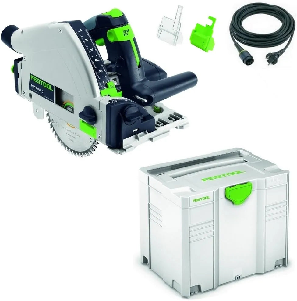Festool 561551 TS 55 561551 TS 55 R Kreissäge für zügige gerade Zuschnitte an Platten und Holzwerkstücken mit Elektrottonik, weiß