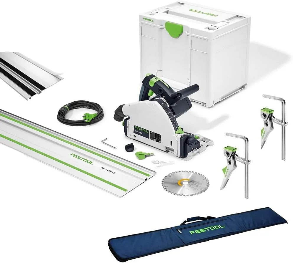 Festool TS 55 Kreissäge für zügige gerade Zuschnitte an Platten und Holzwerkstücken TS 55 FEBQ Plus FS 577010 + Tasche Hebelzwinge