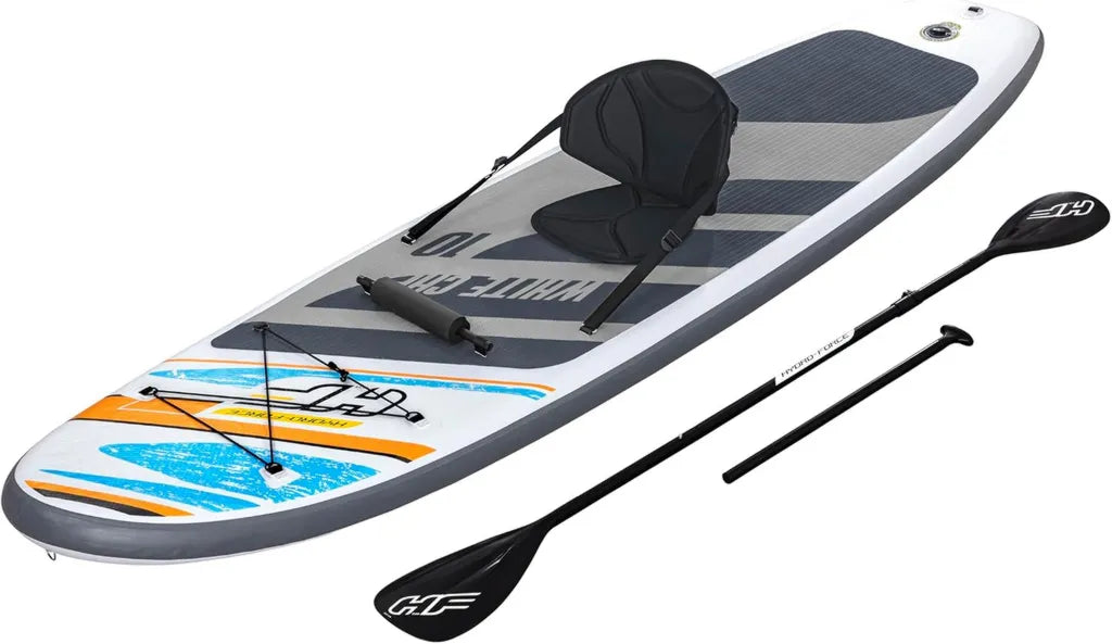 Hydro-Force Bestway aufblasbares SUP-Set White Cap mit Sitz, 305 x 84 x 12 cm