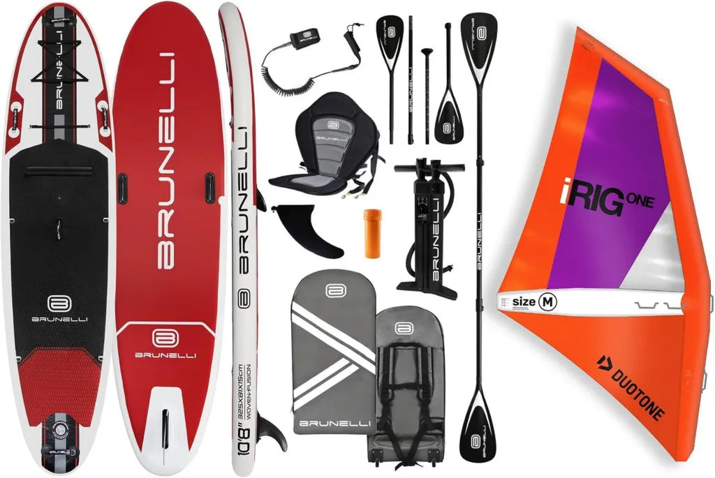 BRUNELLI Aufblasbares iSUP Board mit Doppelschicht und Surfsegel Set, Orange