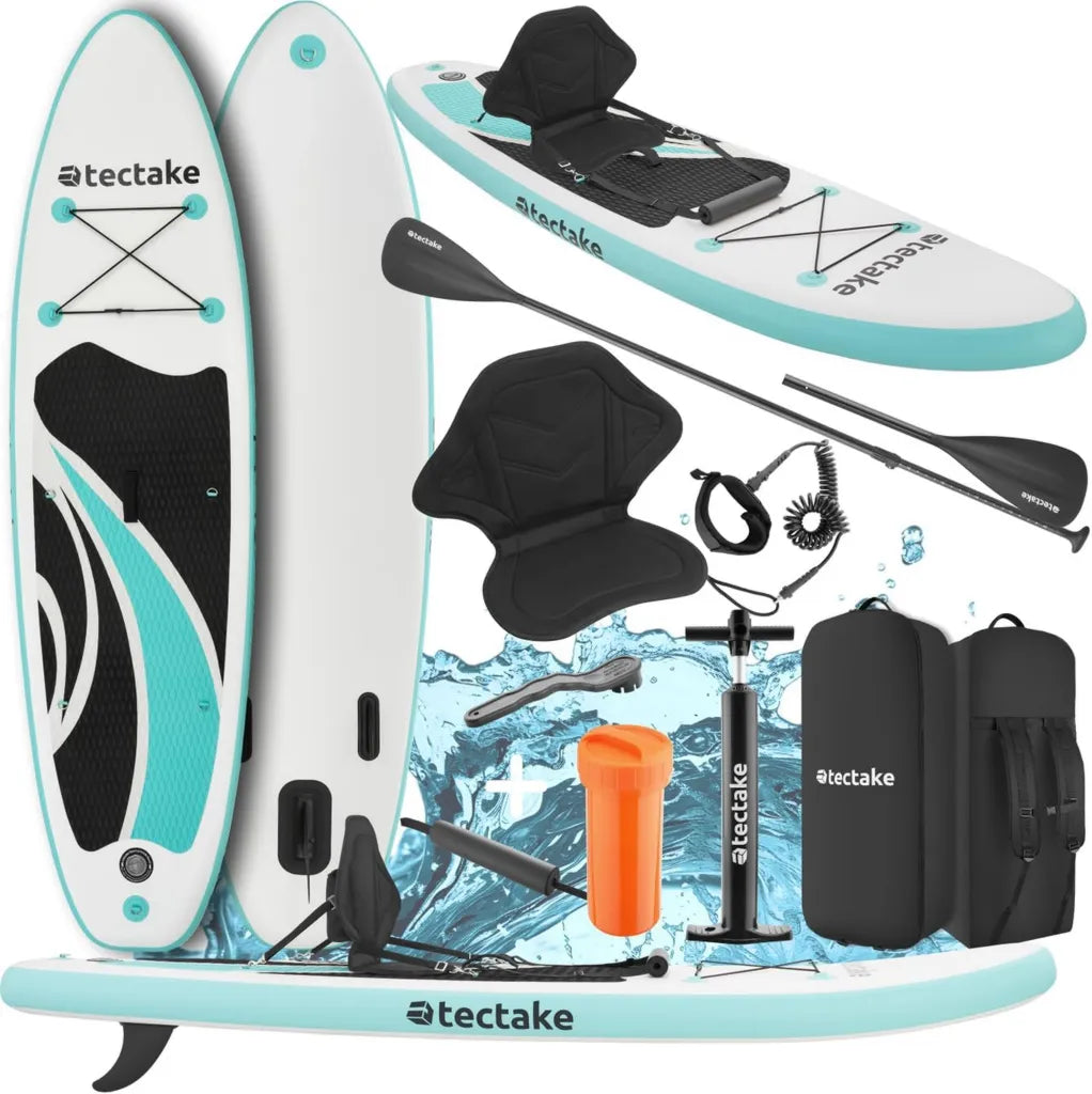 Aufblasbares Stand Up Paddle Board Set mit Kajaksitz und Zubehör - Belastbar bis 200 kg