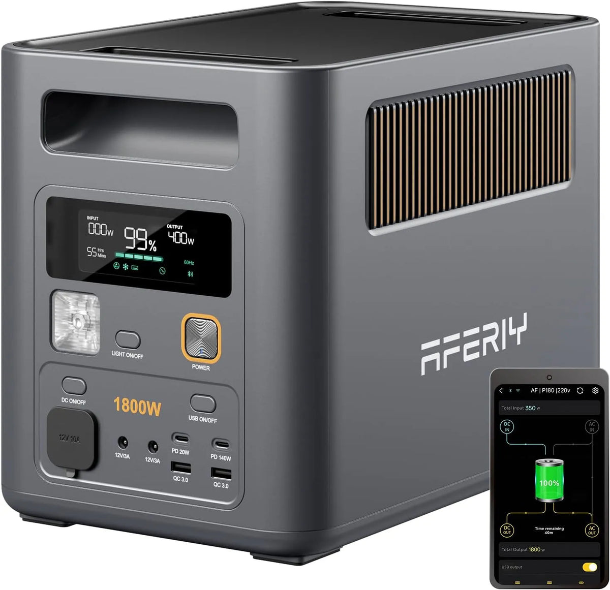 LiFePO4 Tragbare Powerstation und Solargenerator, 1024Wh, 5120Wh, 1800W, 230V, solarbetrieben, reine Sinuswelle