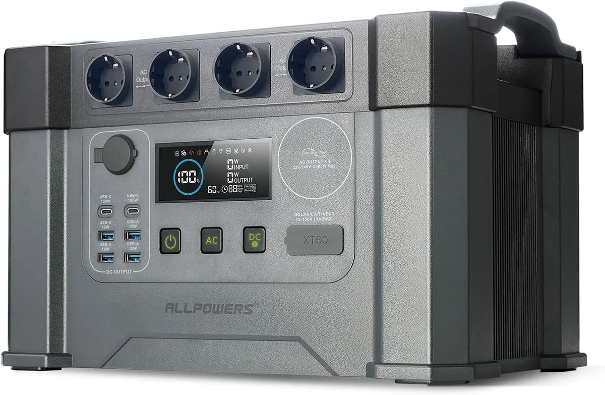 ALLPOWERS S2000 Tragbare Powerstation und Solargenerator, 1451Wh, solarbetrieben, mit MPPT-Regler, Schnellladefunktion, 2400W