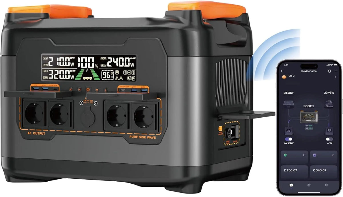 S2400 Tragbare Powerstation und Solargenerator, solarbetrieben, 2048Wh, 2400W, 600W, mit MPPT-Regler, Schnellladefunktion