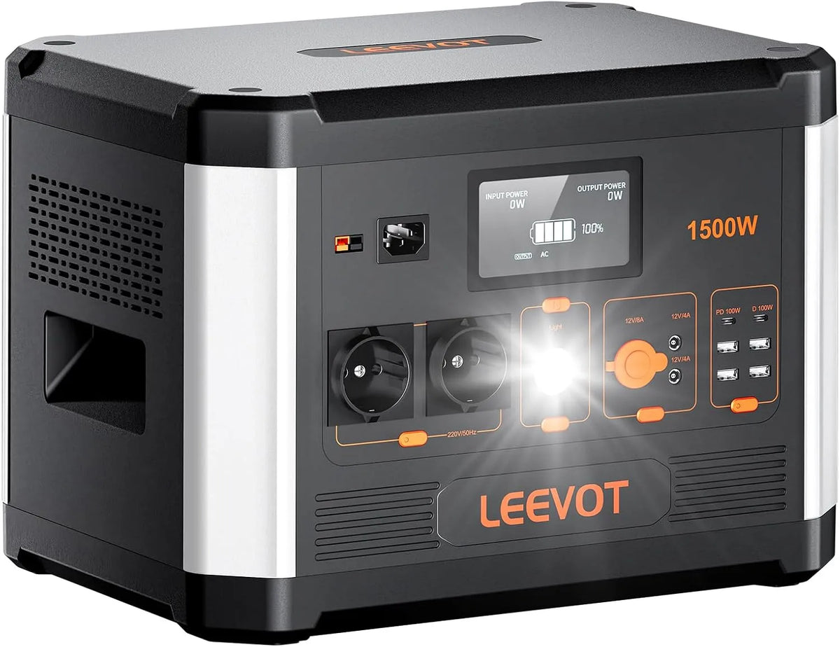 Tragbare Powerstation und Solargenerator, 1536 Wh, 1500 W, für Camping und Wohnmobil, solarbetrieben, reine Sinuswelle, 3000 W