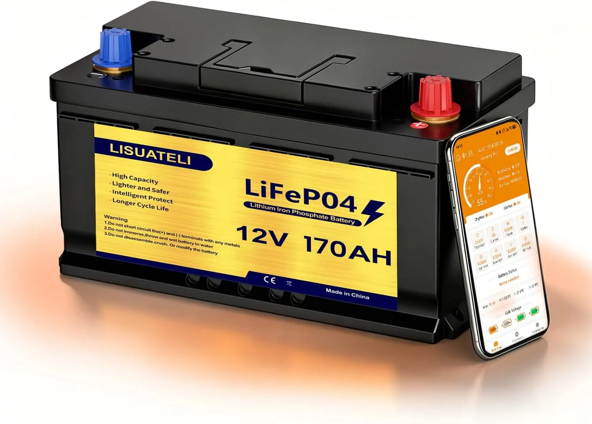 Selbstheizend LiFePO4 LiFePO4-Batterie und Solar-Speicherbatterie, 170Ah, 12V, für Camping und Wohnmobil, solarbetrieben, mit BMS, 150A