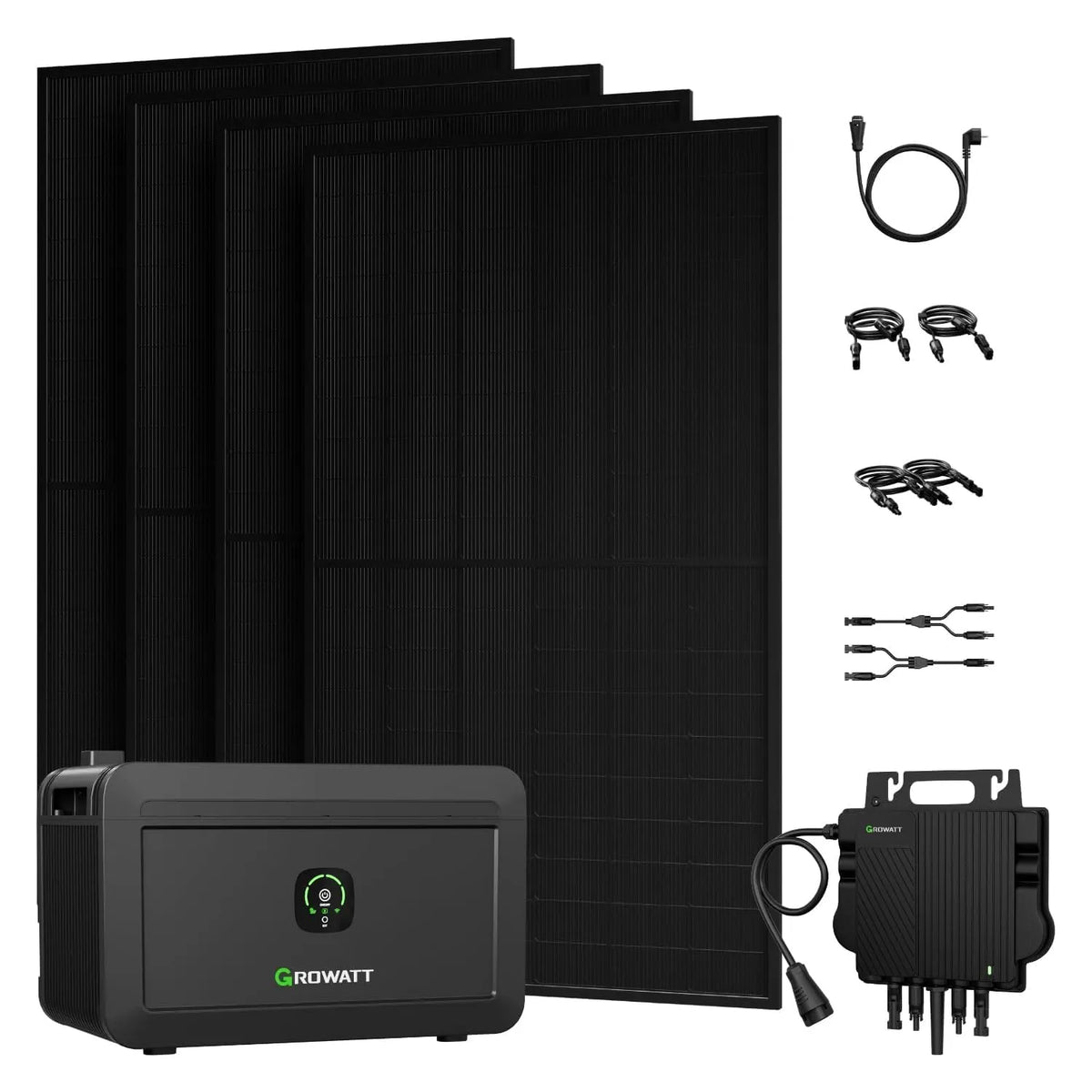 Growatt Balkonkraftwerk-Komplettset und Photovoltaiksystem, 2000W, 800W, bifazial, 500W, 2048Wh