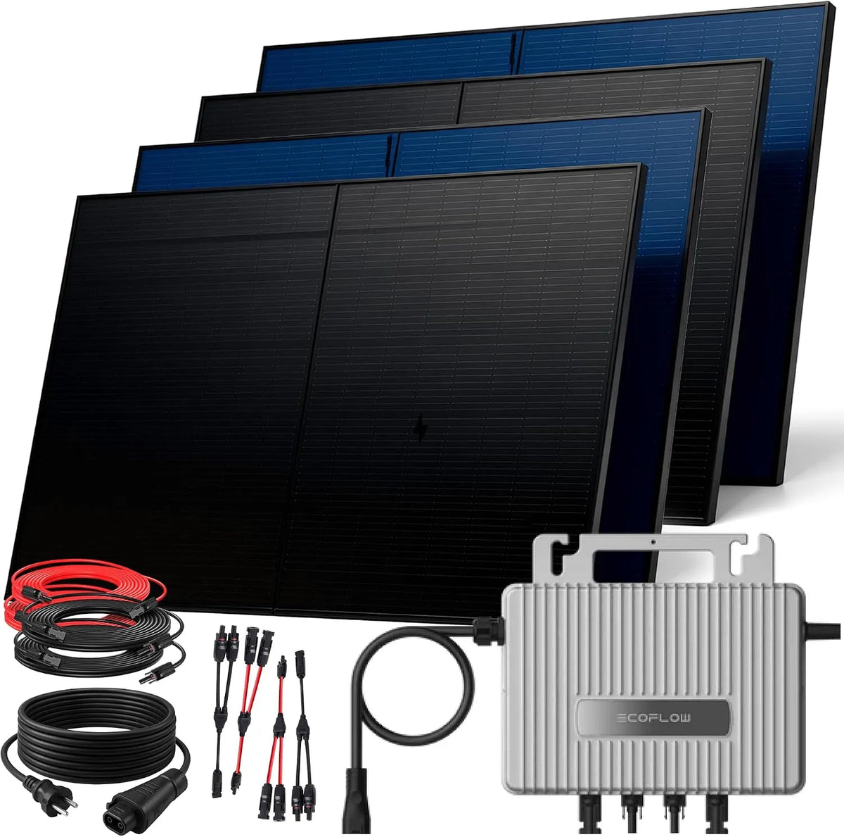 EcoFlow Balkonkraftwerk-Komplettset und Photovoltaiksystem, bifazial, 2000W, 5m