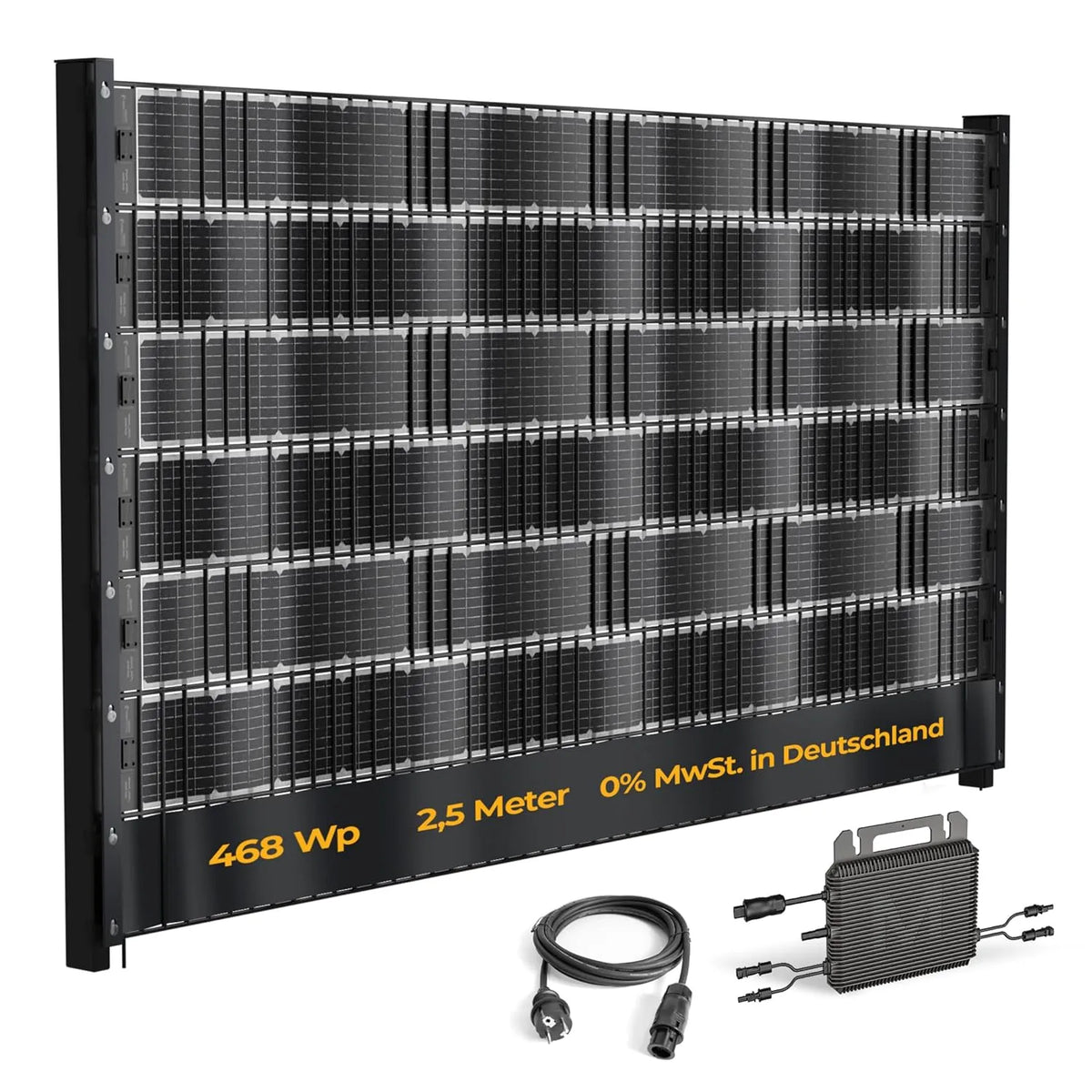 Balkonkraftwerk-Komplettset und Photovoltaiksystem, 800W, bifazial, Schuko-Anschluss, 2,5m, 10m