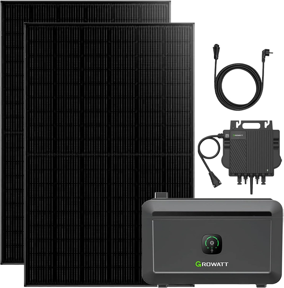 Growatt Balkonkraftwerk-Komplettset und Photovoltaiksystem, 910W, 800W, mit App-Steuerung, 5M