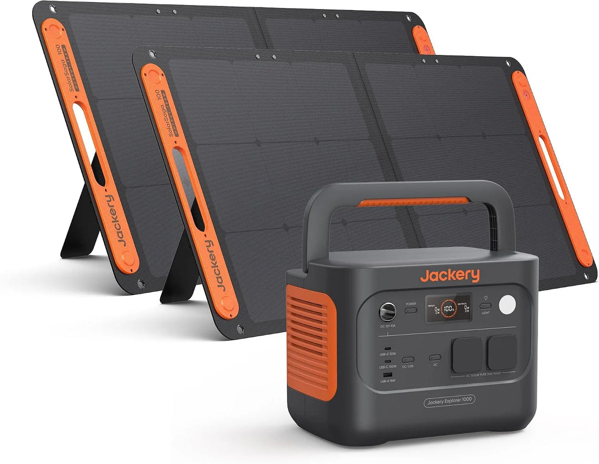 Jackery E1000 Tragbare Powerstation und Solargenerator, 100W, für Camping und Wohnmobil, solarbetrieben