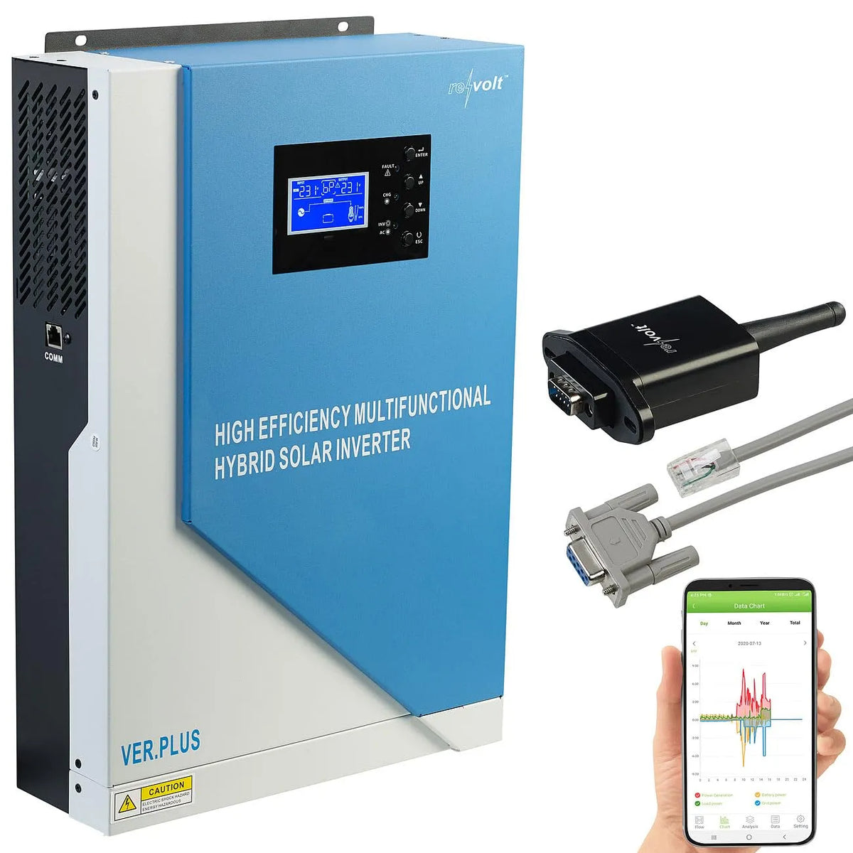 Hybrid-Solarwechselrichter und MPPT-Ladewechselrichter, 3.500 W, 100 A, für netzunabhängige Solaranlagen, solarbetrieben, mit MPPT-Regler, mit WLAN