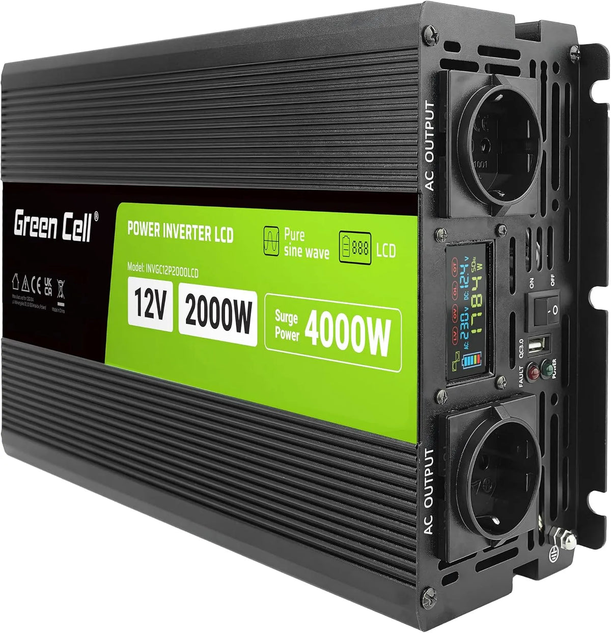 DC-AC-Wechselrichter und Spannungswandler, reine Sinuswelle, 2000W, 4000W, 12V, 230V