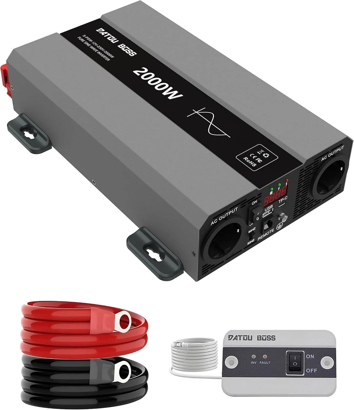 SAK-12V2000W DC-AC-Wechselrichter und Spannungswandler, solarbetrieben, 230v, 3A, für Camping und Wohnmobil