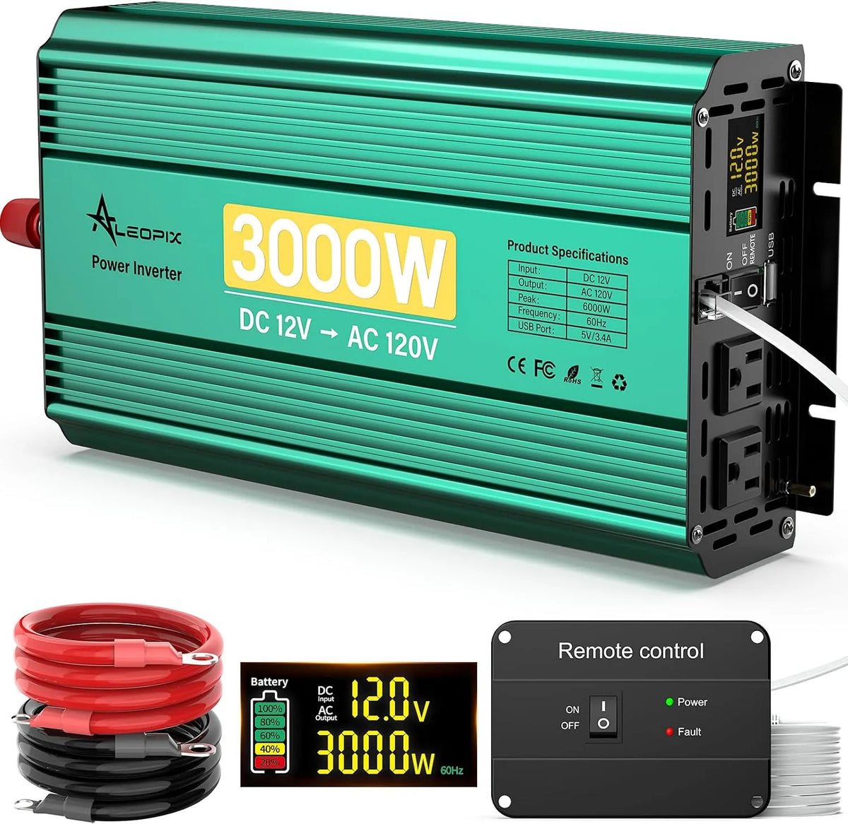 DC-AC-Wechselrichter und Spannungswandler, 6000W, 12V, 110V, 120V