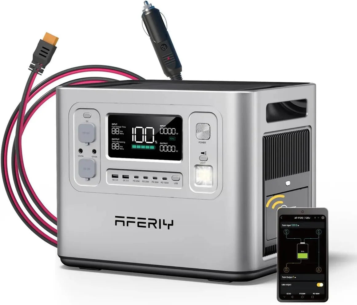 LiFePO4-Batterie Tragbare Powerstation und Solargenerator, 2048Wh, 2400W, für Camping und Wohnmobil, Schnellladefunktion, 230V