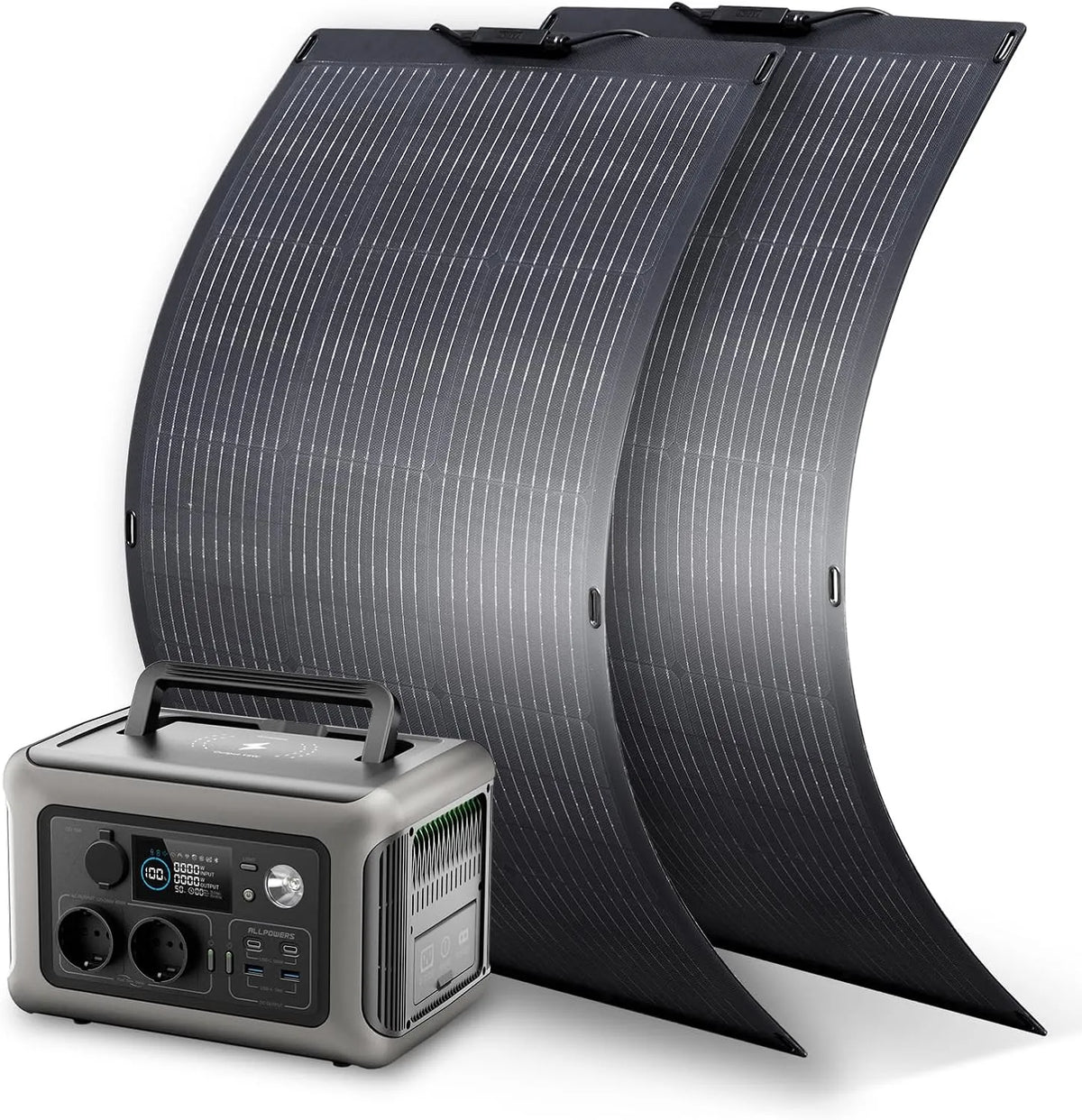R600 Tragbare Powerstation und Solargenerator, 299Wh, solarbetrieben, flexibel, Schnellladefunktion, 100W, 600W