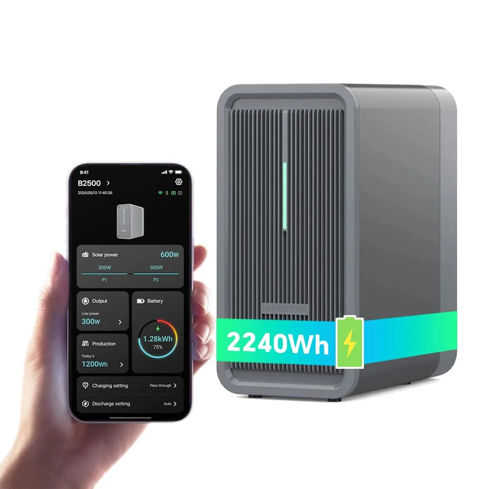 Marstek B2500 Balkonkraftwerk-Komplettset und Photovoltaiksystem, mit App-Steuerung, 1600W, 800W, IP65, 2240Wh