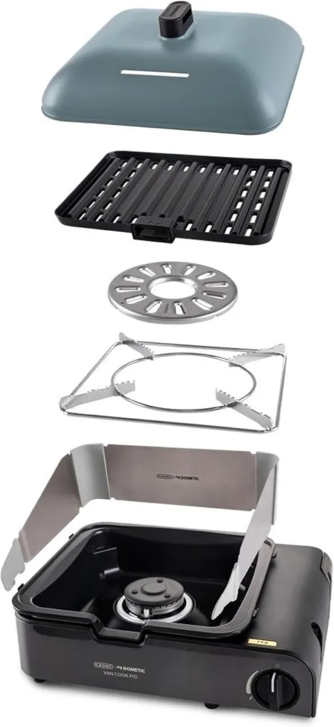 CADAC Campinggrill Van Cook FFD – Tragbarer Gasgrill mit Flammenschutz und Grillrost – Perfekt für Outdoor-Abenteuer