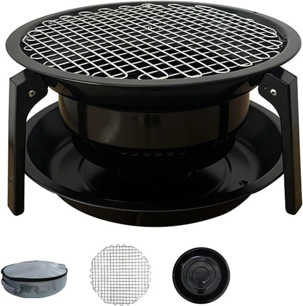 Tragbarer Camping-Grillofen mit Wasserschale und Stativ, ideal für Outdoor-Picknicks und Gartenpartys
