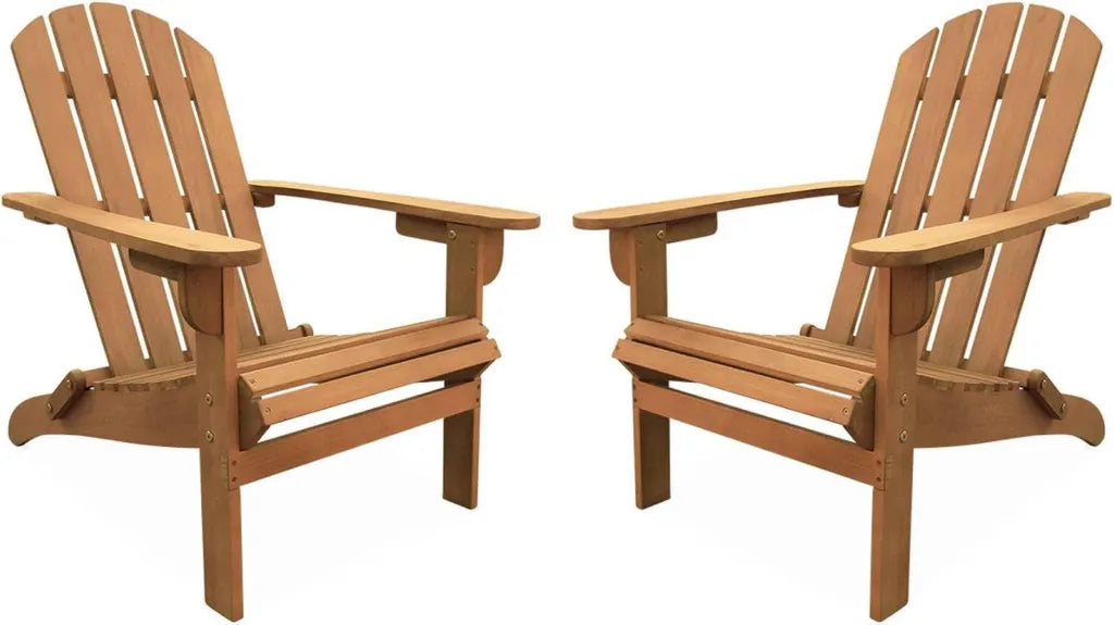 Gartensessel Set aus Eukalyptusholz - Adirondack Design, FSC-zertifiziert, Retro-Stil