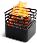 Höfats Cube Multifunktionale Feuerschale aus Edelstahl, Schwarz – Feuerkorb, Grill, Hocker und Tisch für Garten & Terrasse mit Löschfunktion