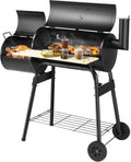 COSTWAY Multifunktionaler Holzkohlegrill mit Rädern und Thermometer
