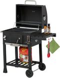 Großer BBQ-Holzkohlegrill mit Haube und Rädern, höhenverstellbar, Schwarz/Silber