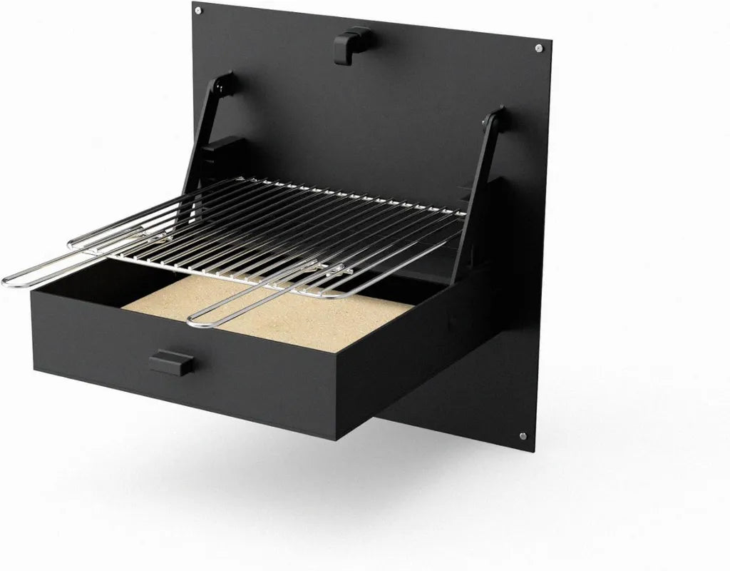 TUOZI - Wand-Einbaugrill für Holz und Holzkohle, Modell iBBQ, Schwarz, 58,5 x 57 x 11 cm, Ref. 4200, Outdoor-Nutzung
