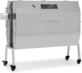 Klarstein Spanferkelgrill mit Motor, Edelstahl-Drehspieß, Sichtfenster, Holzkohlegrill mit Rollen, 15W, Silber