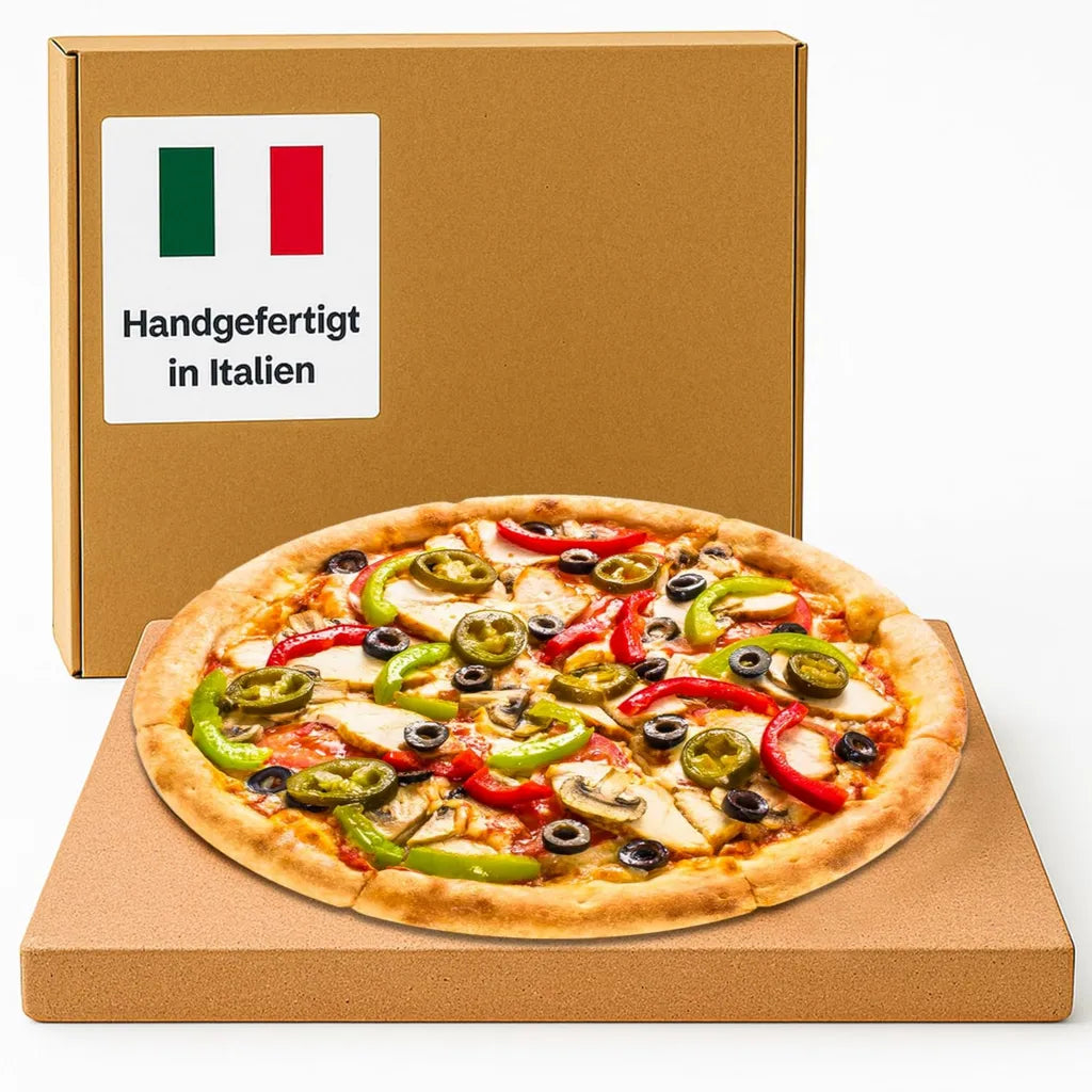 Handgemachter Terrakotta-Pizzastein 49,5 x 49,5 x 2 cm für EffeUno P150H Pizzaöfen – Ideal für knusprige Pizza, Brot und Focaccia bei bis zu 500°C