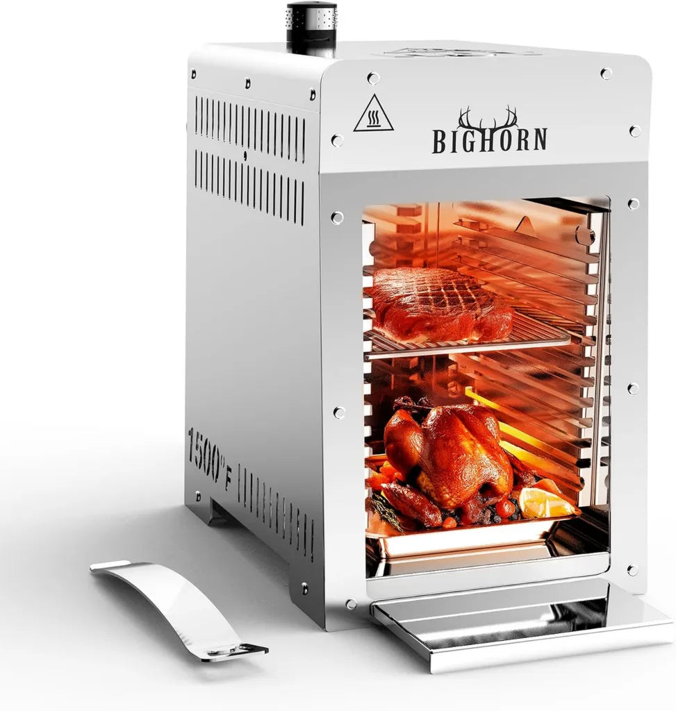 BIG HORN OUTDOORS Edelstahl Infrarot-Gasgrill - Kompakt und Leistungsstark bis 1500 Grad