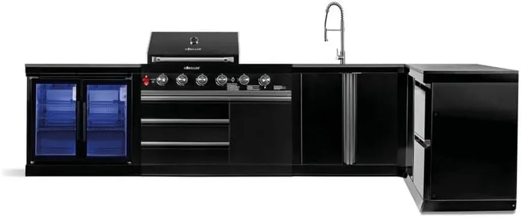 GORILLER® BLACKBACK XL3 Gasgrill Outdoor-Küche mit Kühlschränken, Spüle und Arbeitsfläche, Edelstahl