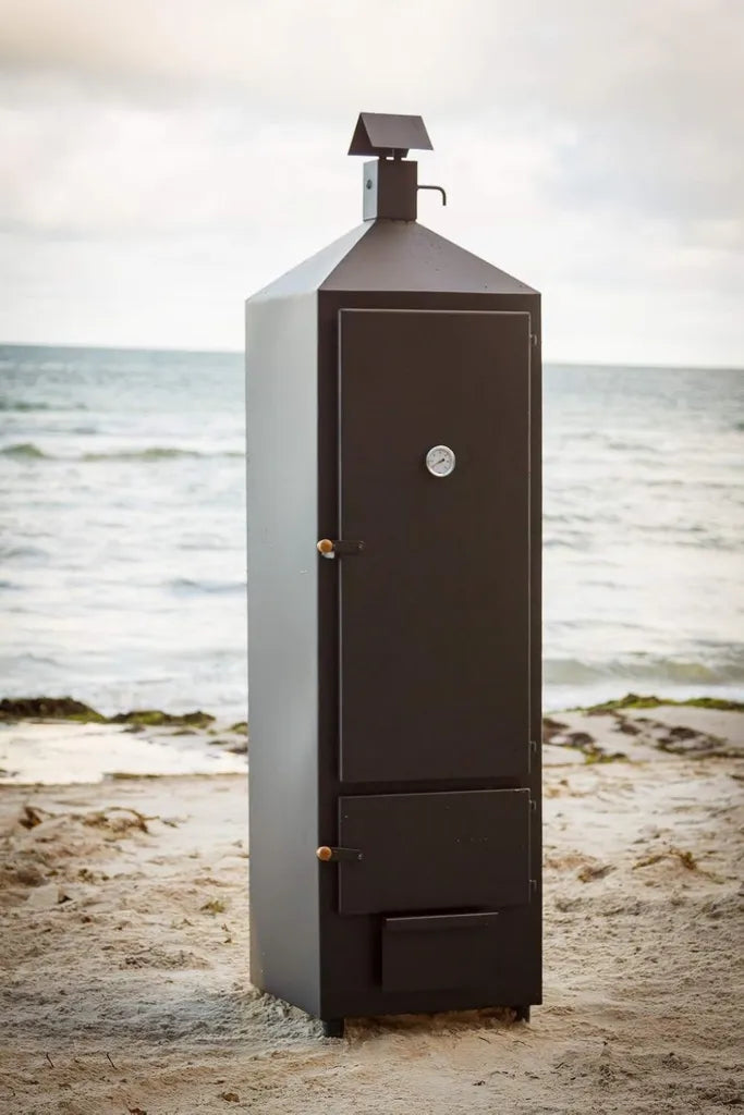 SMOKI Doppelschichtiger Räucherofen 180 cm – Modell 5001 für Holz-, Kohle- & Gasbetrieb – Inklusive 4 Flachrosten, Thermometer und Zubehör