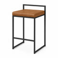 Barhocker mit niedriger Rückenlehne gepolsterter Sitzfläche PU-Kunstleder Stahl Cognacbraun Schwarz 42 x 45 x 92 cm