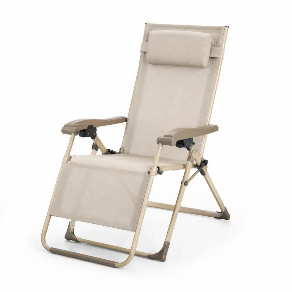 Gartenstuhl Relaxliege Klappstuhl 160 x 65 x 110 cm Textilene Stahlrohr verstellbare Rückenlehne Beige Taupe