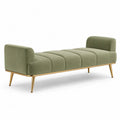 Schlafzimmerbank gepolstert mit Endpolstern rechteckig Polyester-Samtgewebe Stahl Olivgrün Goldfarben 150 x 45 x 60 cm
