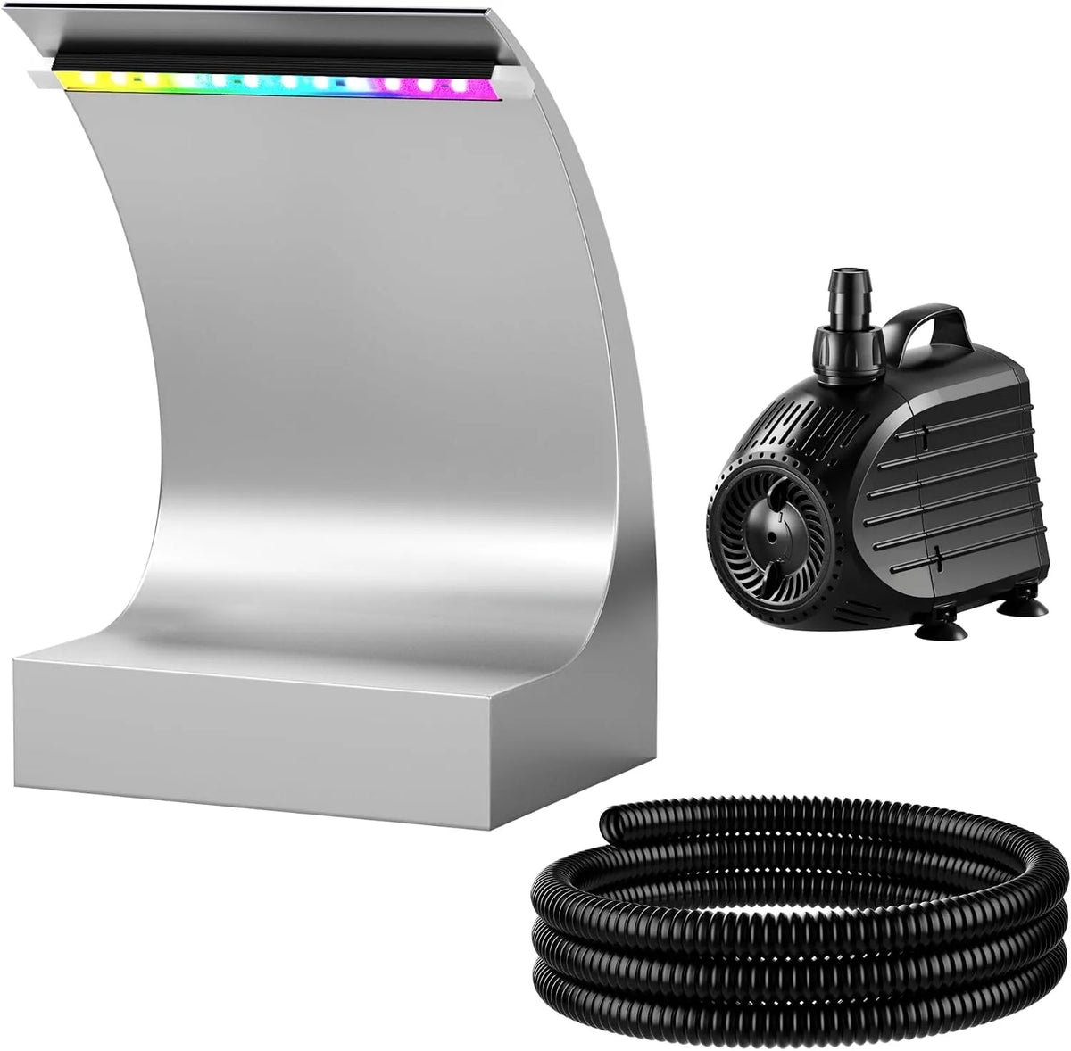 POPOSOAP Teich-Wasserfall-Überlauf-Set 4500 l/h für Gartenteiche, Pools