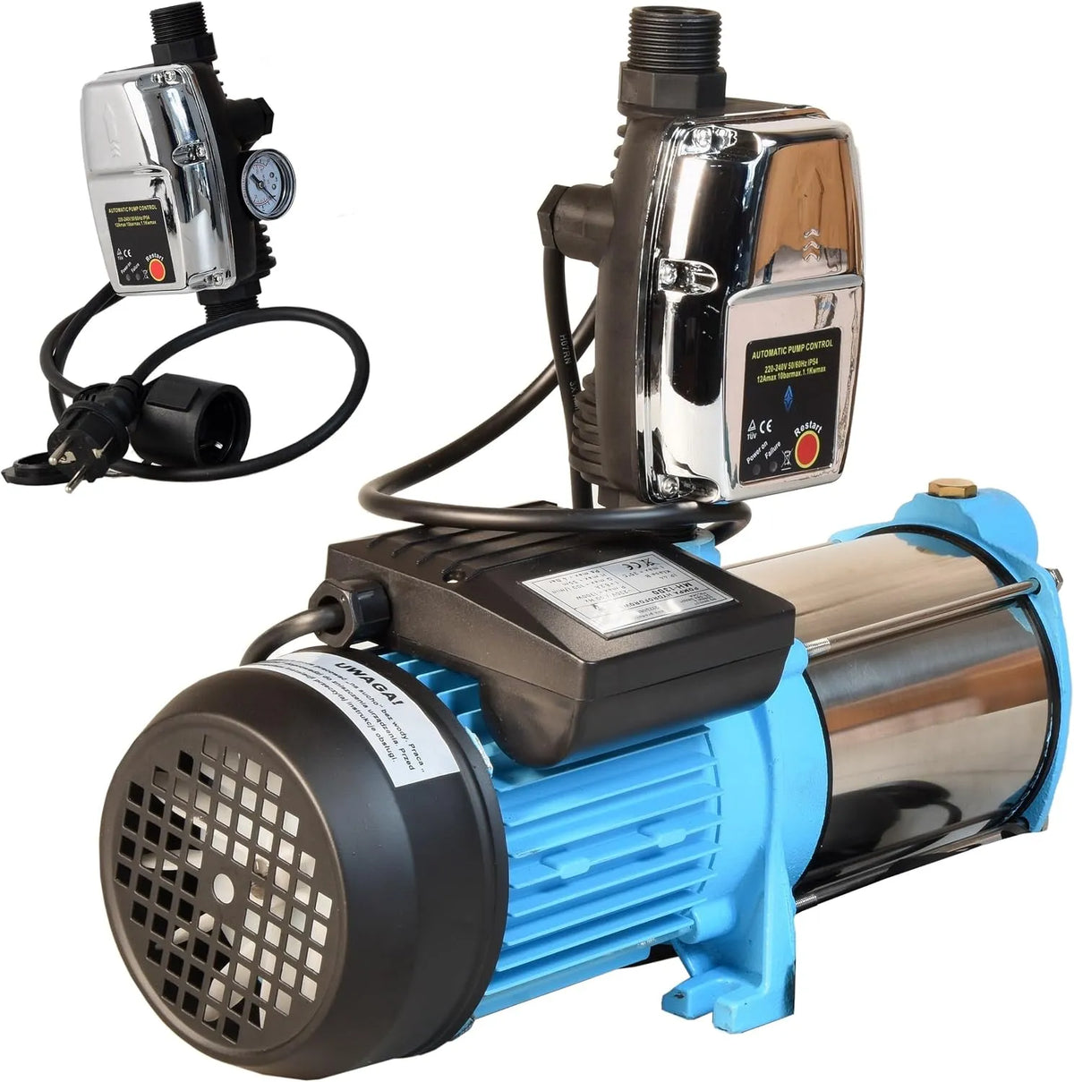 Hauswasserwerk und Garten-Druckpumpe, 6000 l/h, 1300 W, 55m, für Gartenbewässerung