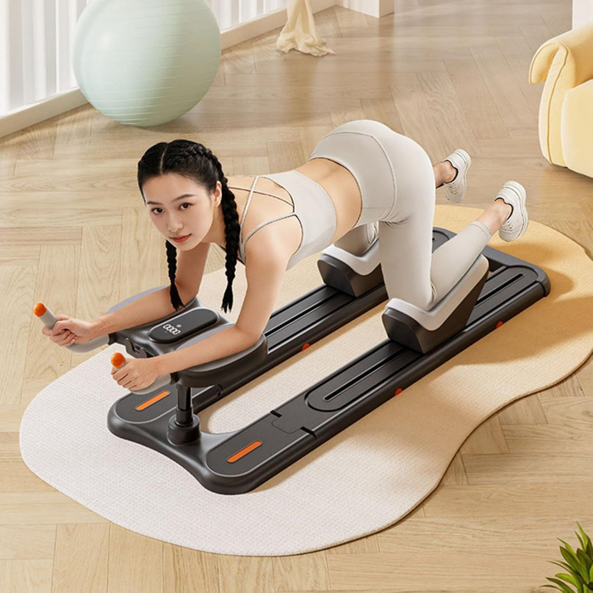 Pilates-Reformer - mit Timer, für zuhause, 128 x 28 x 46cm