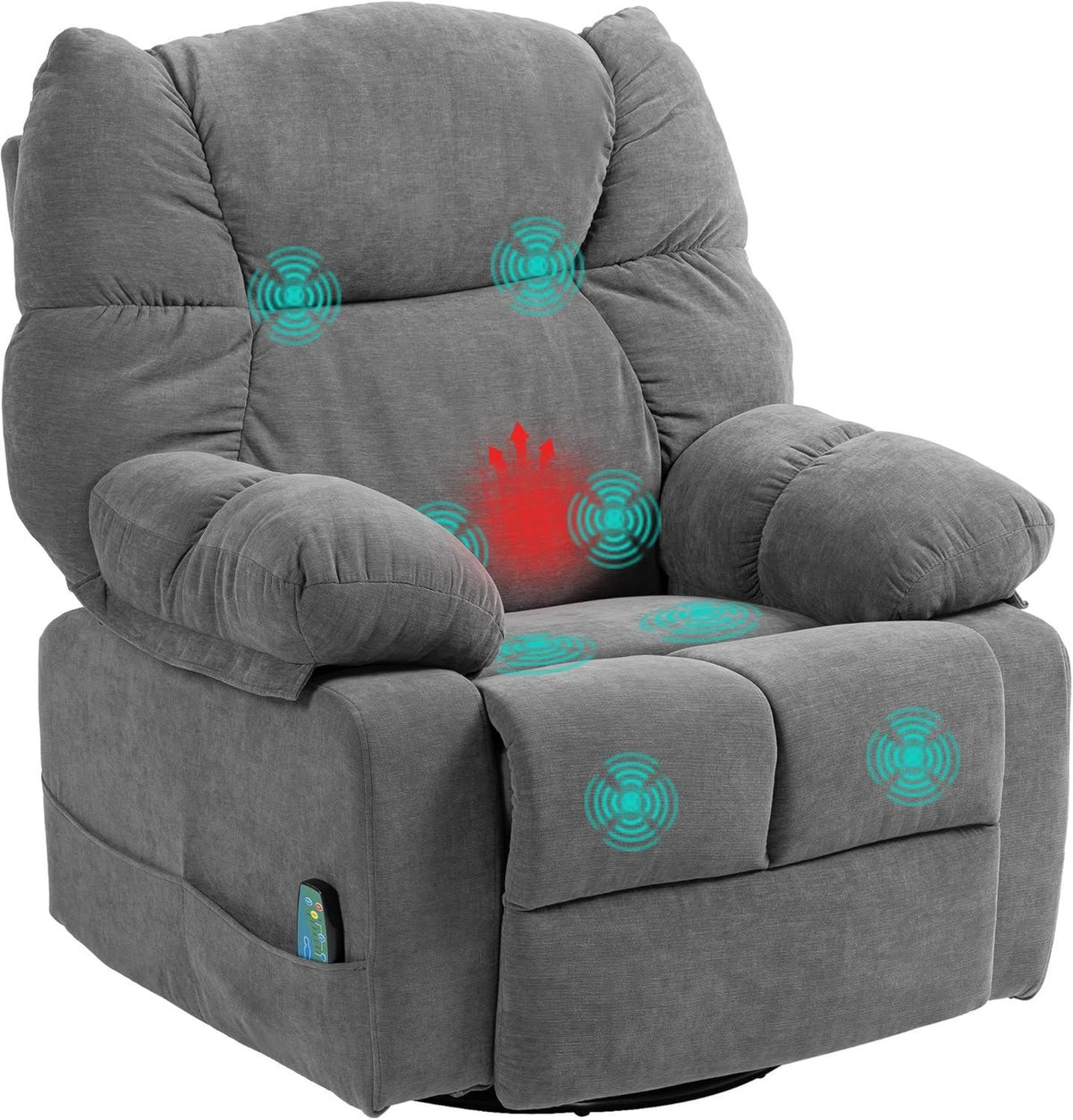 HOMCOM Massagesessel - mit Liegefunktion, beheizt, grau